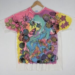Vintage 90's Freeze Tag Tropical Fish Coral AOP All Over Print T Shirt one size